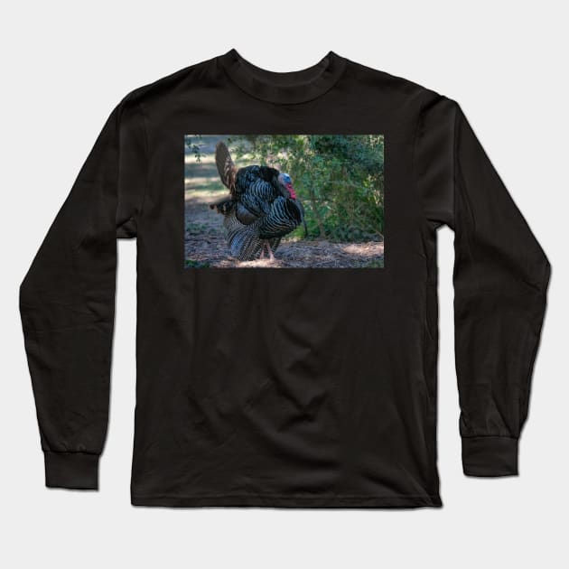 Profile of Displaying Wild Turkey Long Sleeve T-Shirt by Debra Martz